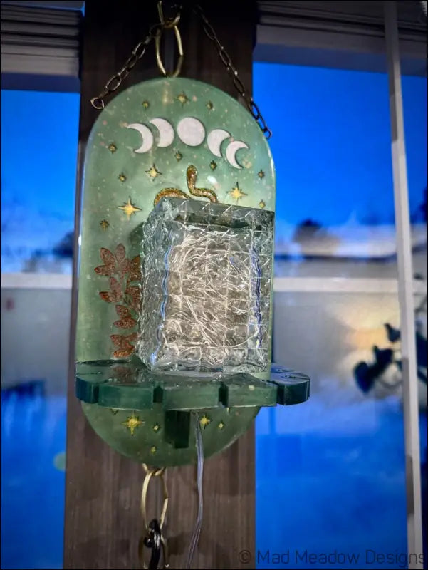 Mystical Green & Golden Snake Hanging Wall Light Necklace Holder - Light