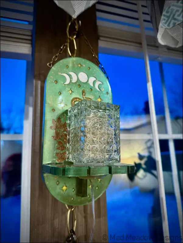 Mystical Green & Golden Snake Hanging Wall Light Necklace Holder - Light