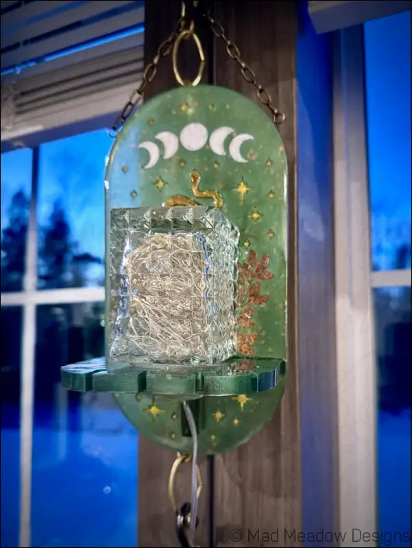 Mystical Green & Golden Snake Hanging Wall Light Necklace Holder - Light