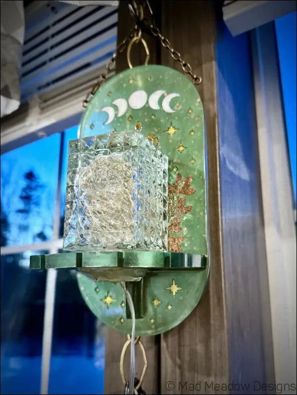 Mystical Green & Golden Snake Hanging Wall Light Necklace Holder - Light