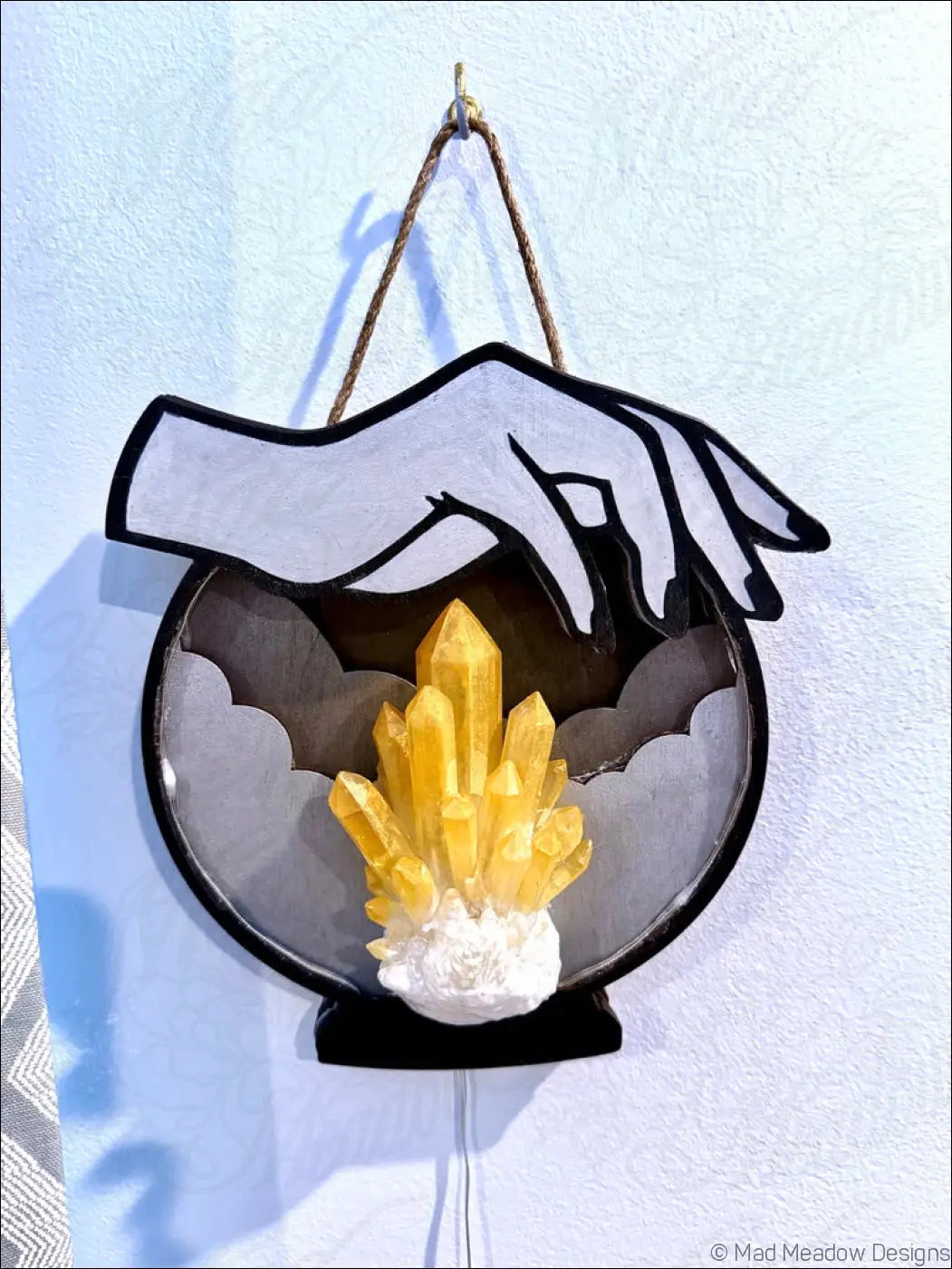 Silver and Citrine Hanging Crystal Ball Light