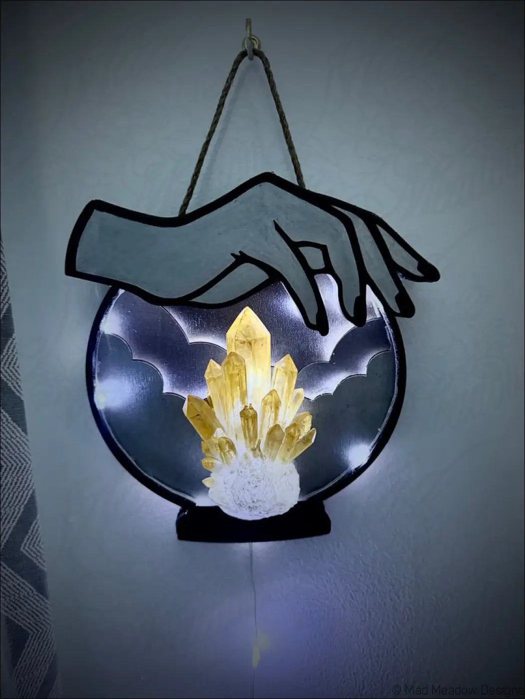 Silver and Citrine Hanging Crystal Ball Light