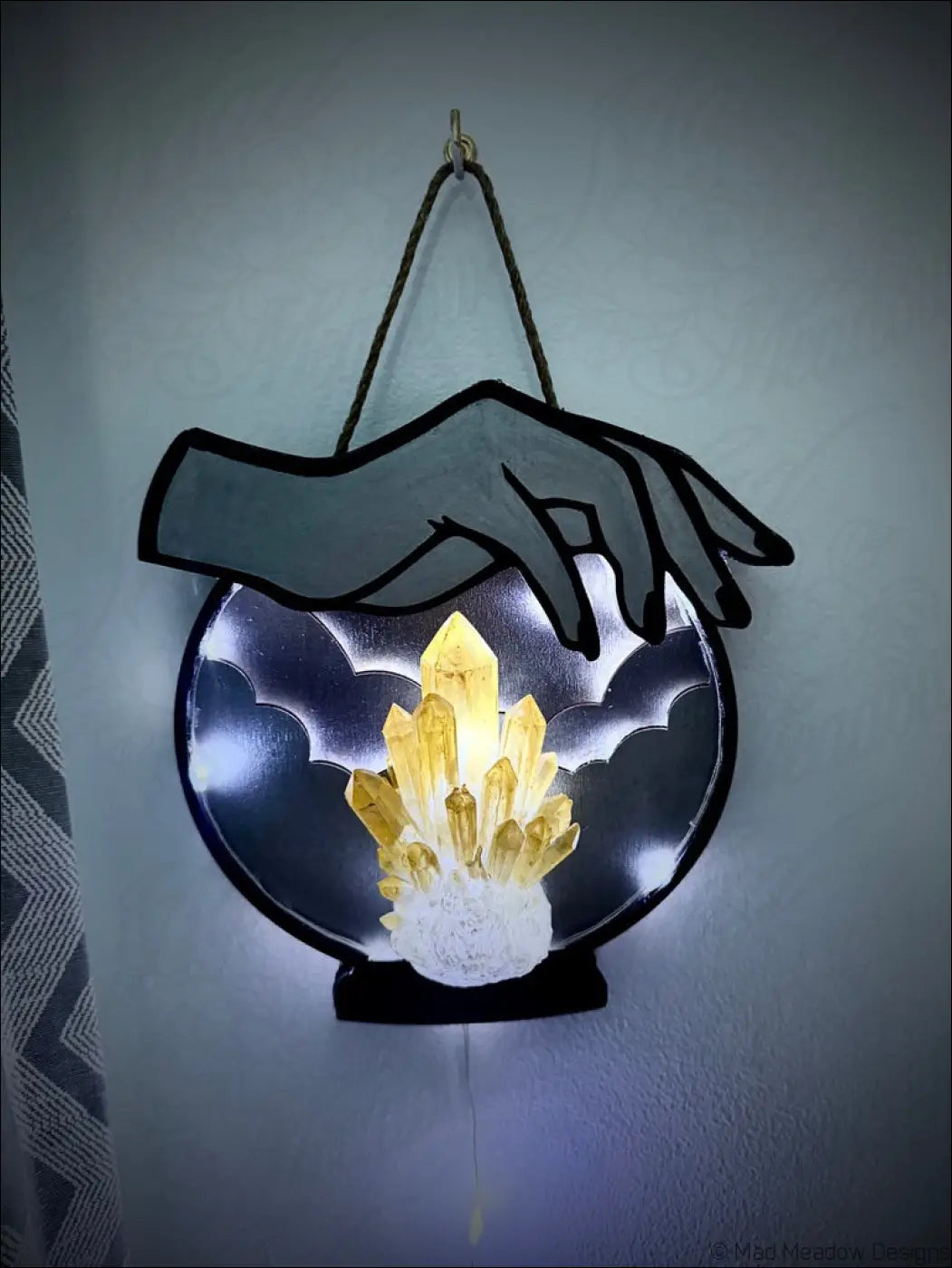Silver and Citrine Hanging Crystal Ball Light