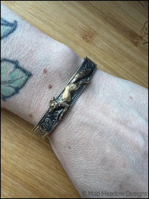Running Fox Brass and Sterling Silver Cuff Bracelet - Jewelry