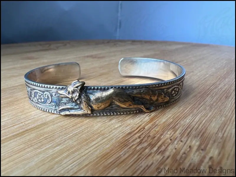 Running Fox Brass and Sterling Silver Cuff Bracelet - Jewelry