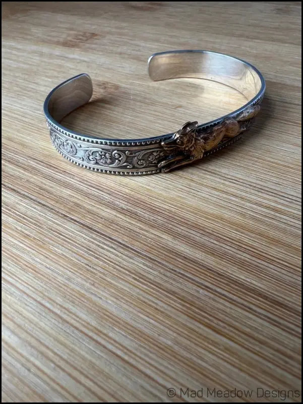 Running Fox Brass and Sterling Silver Cuff Bracelet - Jewelry