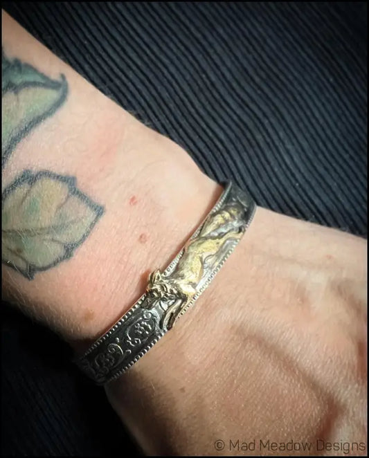 Running Fox Brass and Sterling Silver Cuff Bracelet - Jewelry