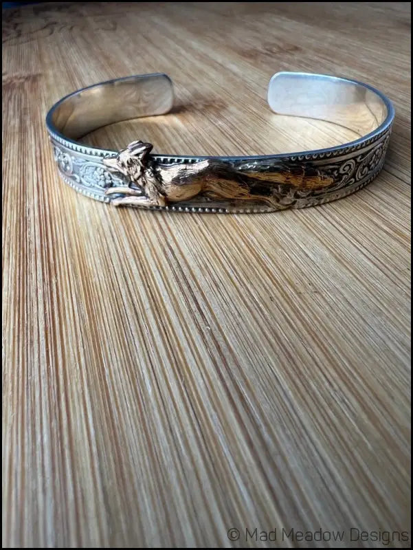 Running Fox Brass and Sterling Silver Cuff Bracelet - Jewelry