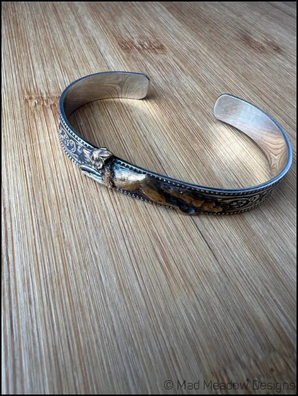 Running Fox Brass and Sterling Silver Cuff Bracelet - Jewelry