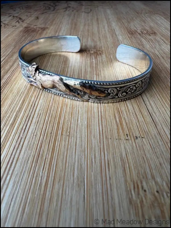 Running Fox Brass and Sterling Silver Cuff Bracelet - Jewelry