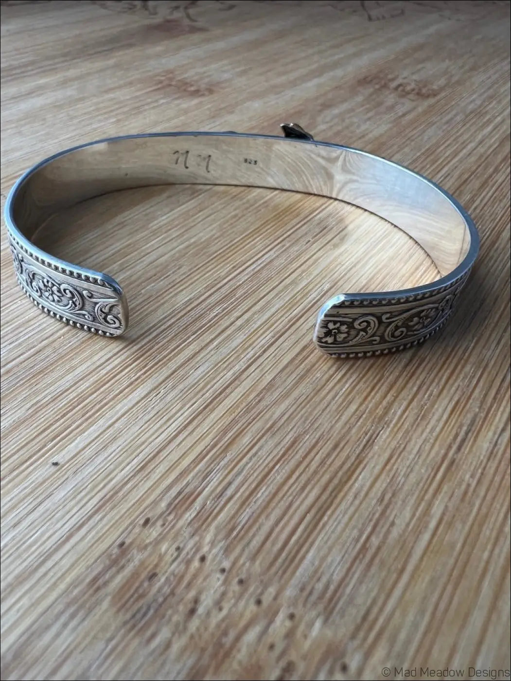 Ornate Sterling Silver and Gold Running Fox Brass Cuff Bracelet