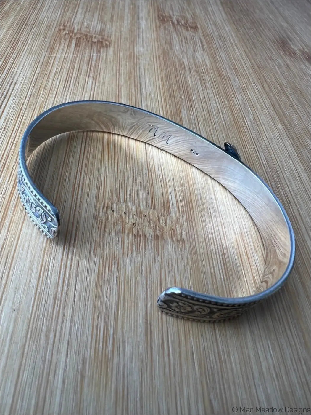 Ornate Sterling Silver and Gold Running Fox Brass Cuff Bracelet