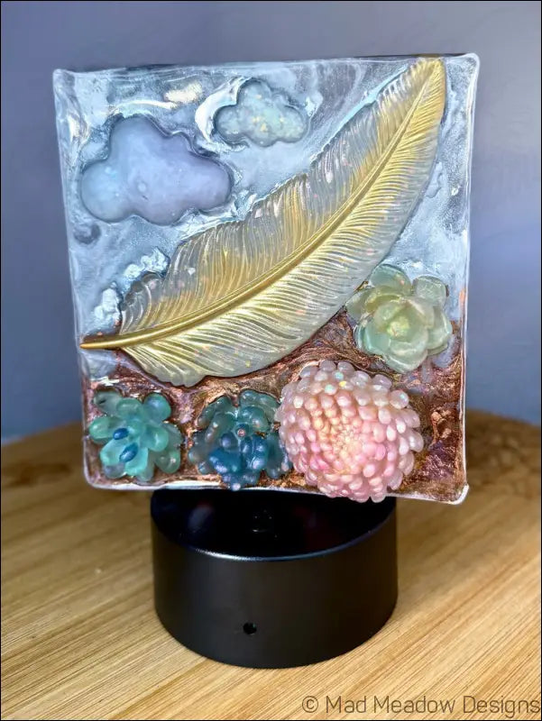 Pastel Whimsical Feather LED Nightlight with USB Remote Control - Light