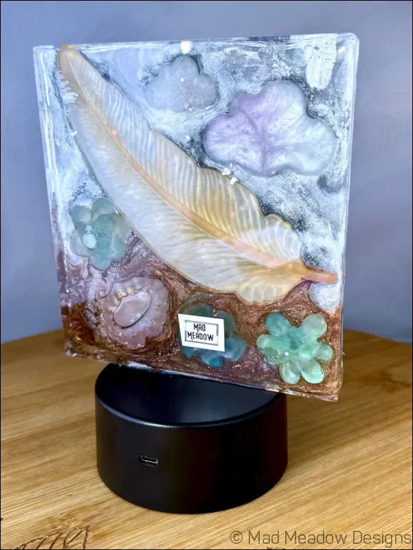 Pastel Whimsical Feather LED Nightlight with USB Remote Control - Light