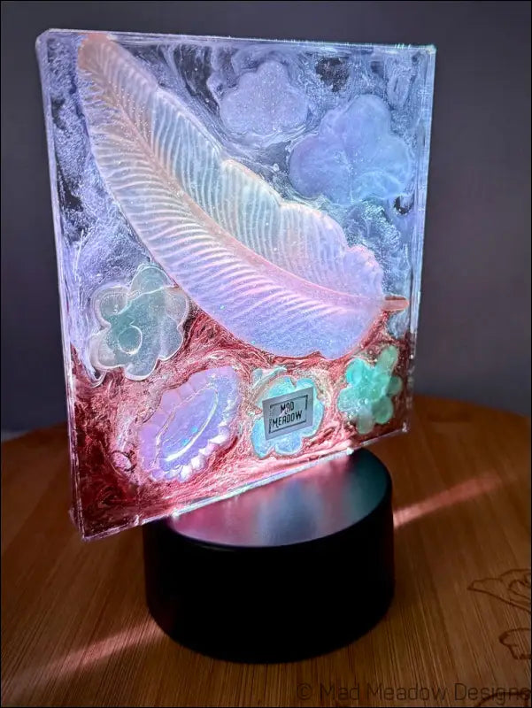 Pastel Whimsical Feather LED Nightlight with USB Remote Control - Light