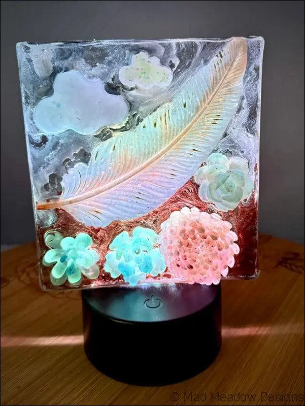 Pastel Whimsical Feather LED Nightlight with USB Remote Control - Light
