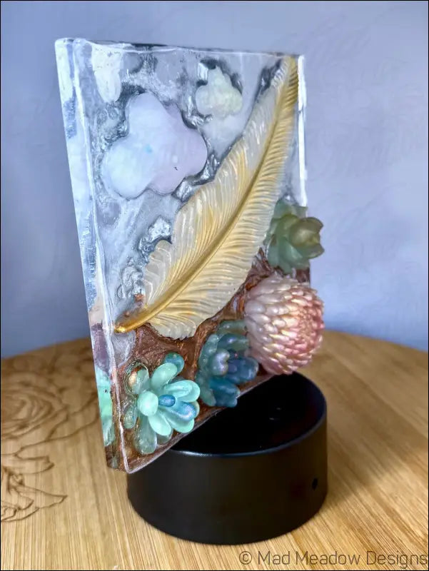 Pastel Whimsical Feather LED Nightlight with USB Remote Control - Light