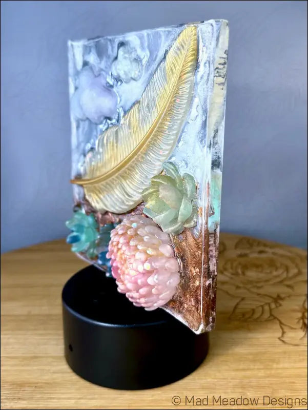 Pastel Whimsical Feather LED Nightlight with USB Remote Control - Light