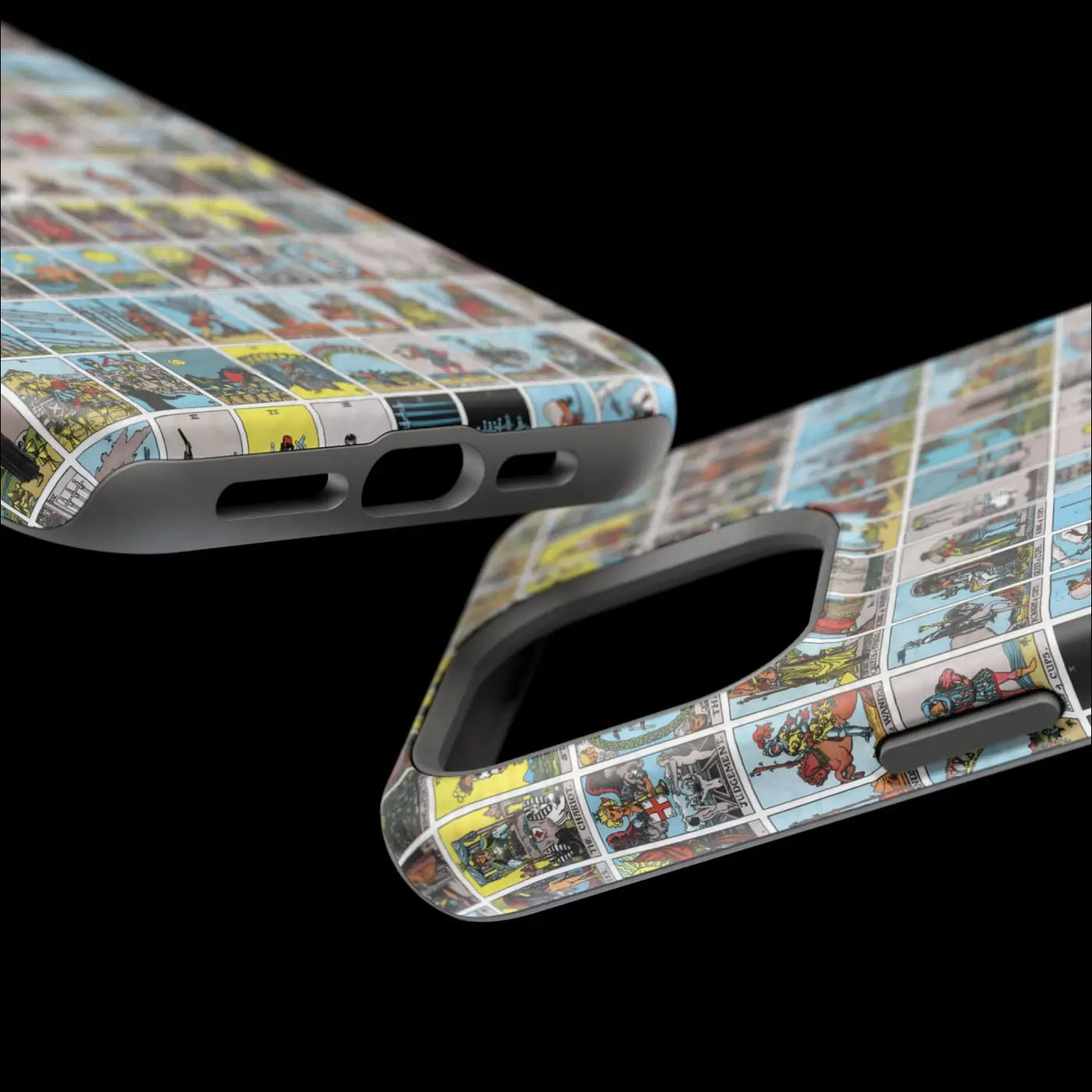 Vibrant phone case with colorful comic book design on rigid polycarbonate shell for impact resistance
