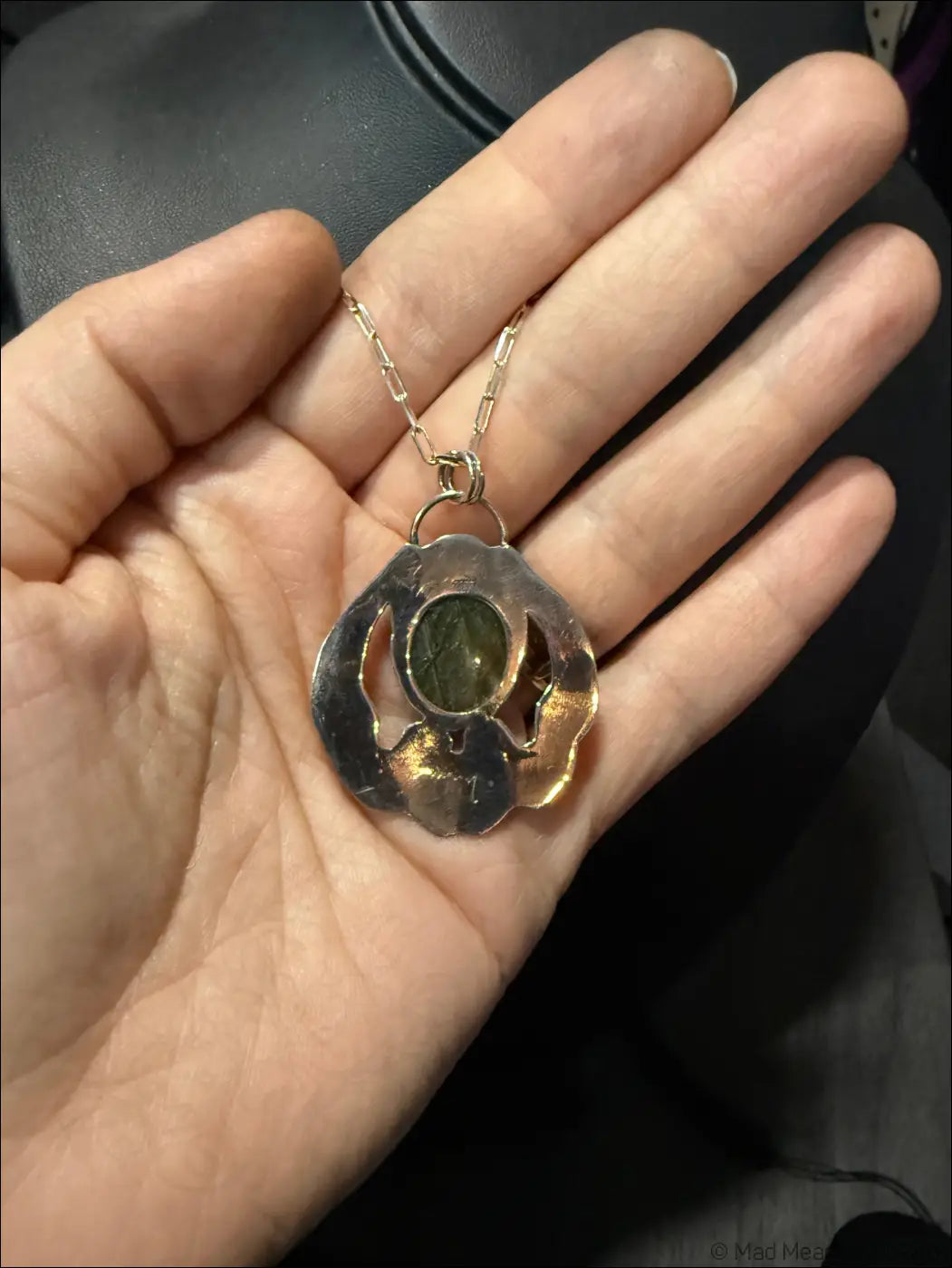 Playful Mermaids with Labradorite Necklace Sterling Brass and Copper Pendant - Necklace