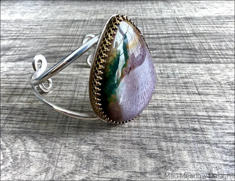 Purple Jasper Bold Boho Sterling Silver Cuff Bracelet - Jewelry