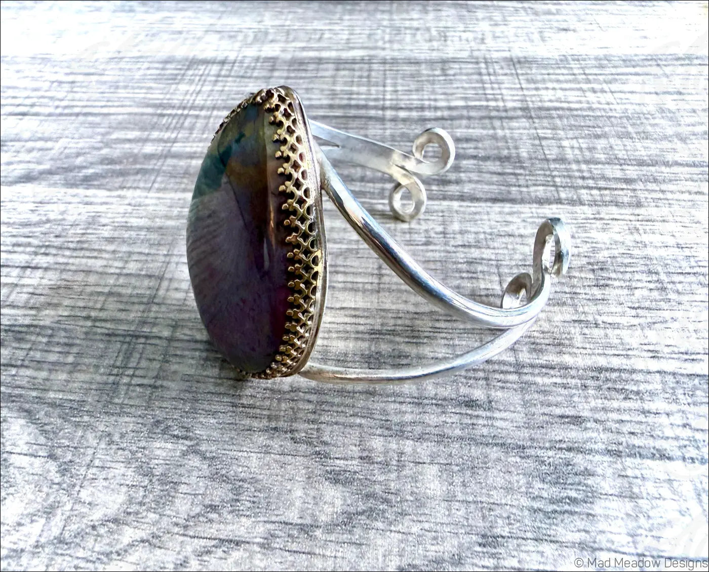 Purple Jasper Bold Boho Sterling Silver Cuff Bracelet - Jewelry