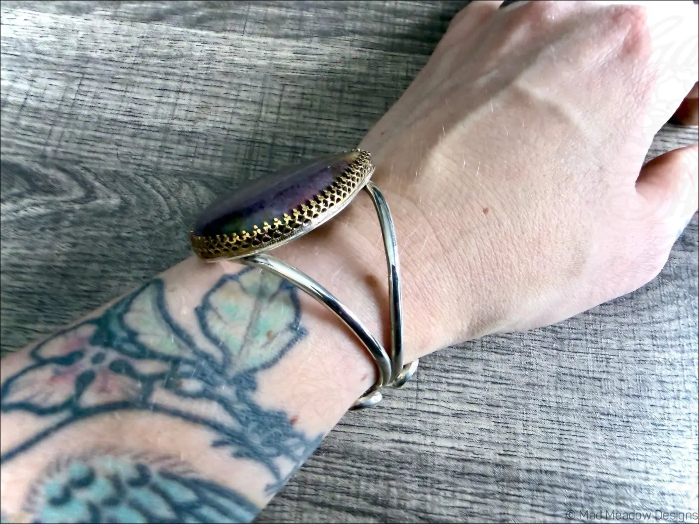 Purple Jasper Bold Boho Sterling Silver Cuff Bracelet - Jewelry