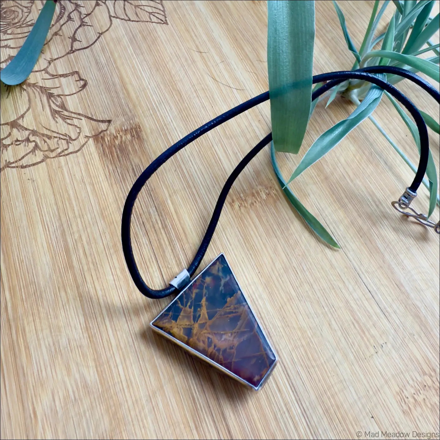 Queen Bee Sterling Silver Brass & Jasper Pendant Necklace - Jewelry