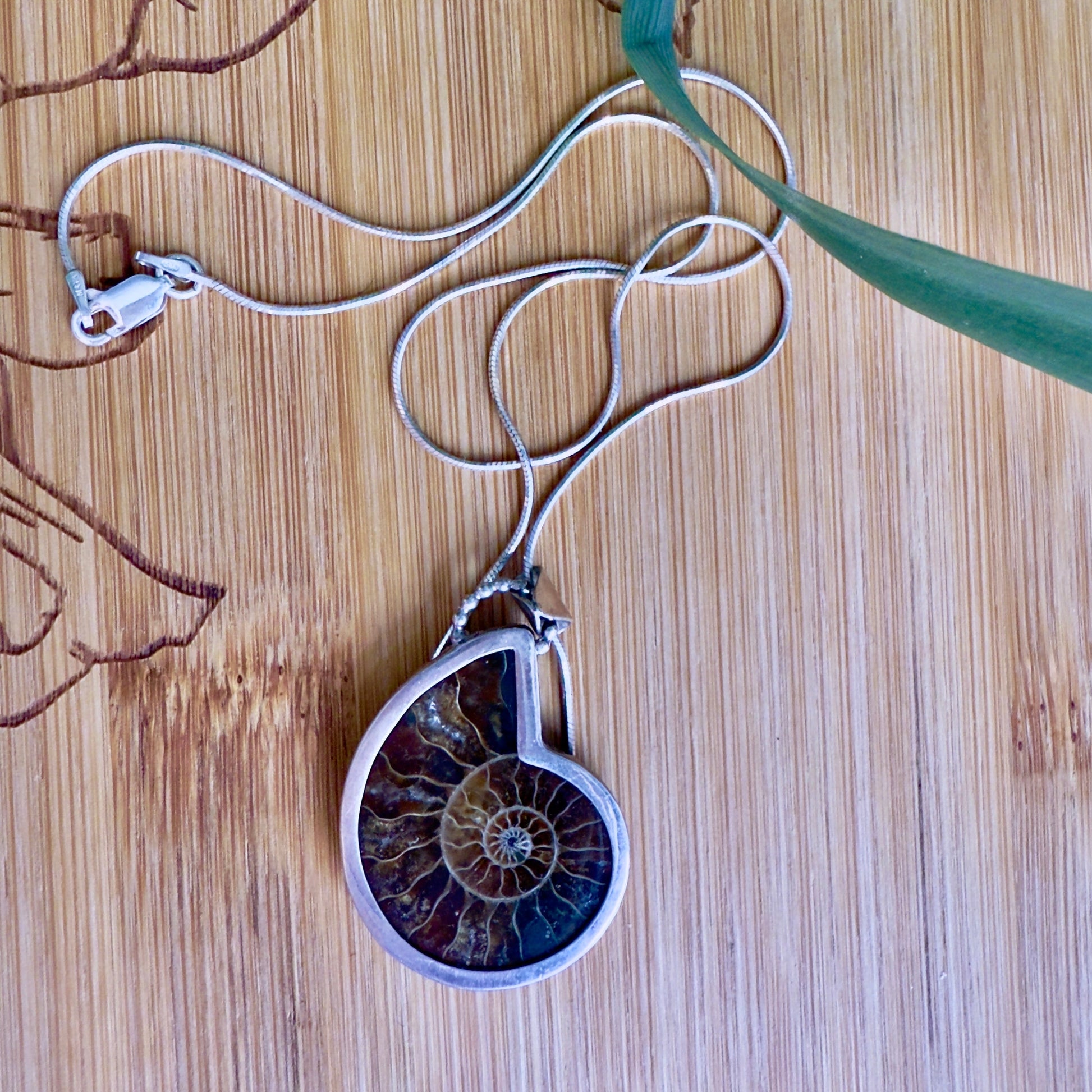 Reversible Ammonite Sterling Silver Pendant Necklace - Jewelry