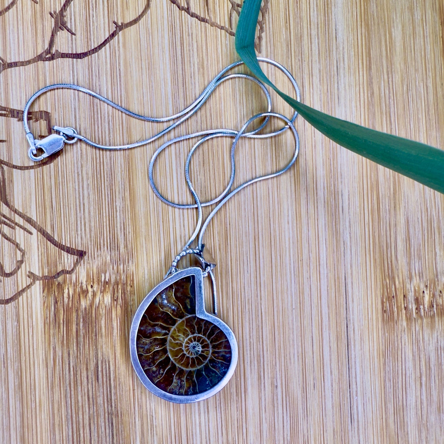 Reversible Ammonite Sterling Silver Pendant Necklace - Jewelry