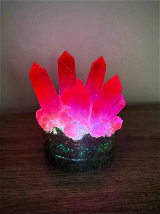 Ruby Red Crystal Cluster Battery Powered RGB Light