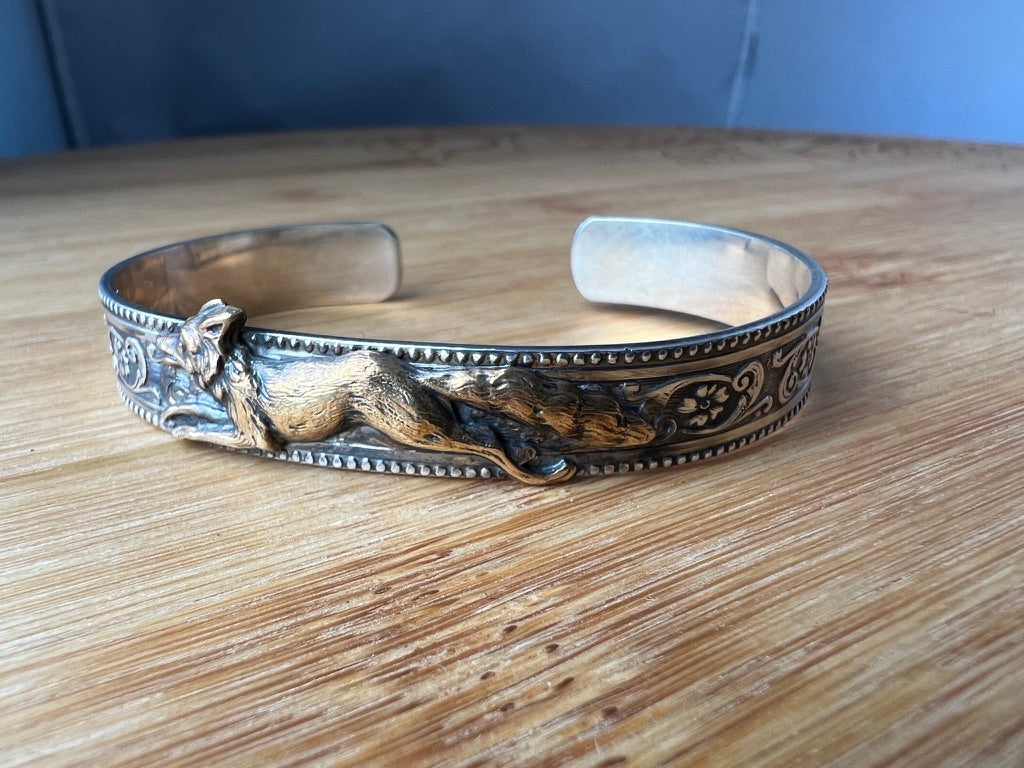 Running Fox Brass and Sterling Silver Cuff Bracelet - Jewelry