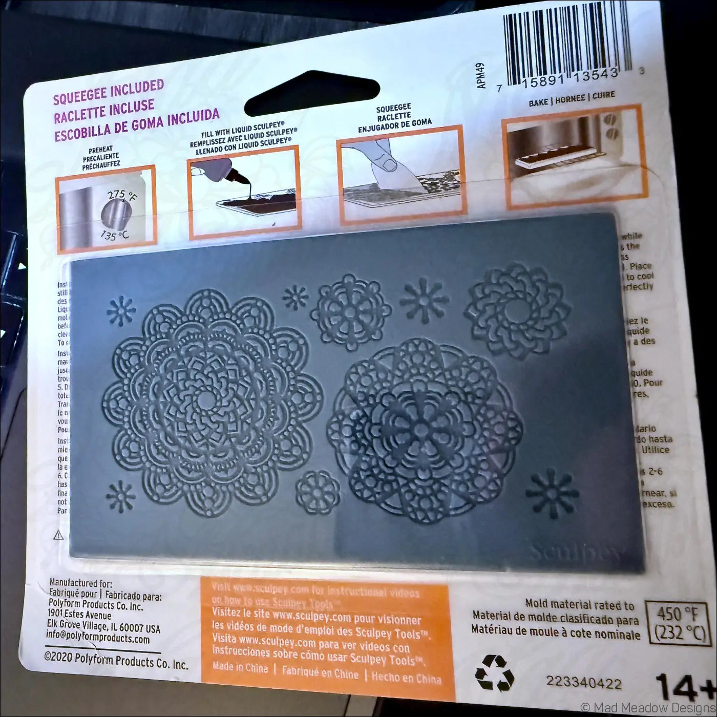 Sculpey APM49 Liquid Mold Silicone Mandala - Destash New