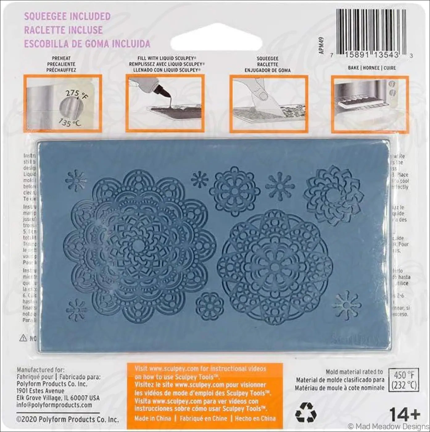 Sculpey APM49 Liquid Mold Silicone Mandala - Destash New