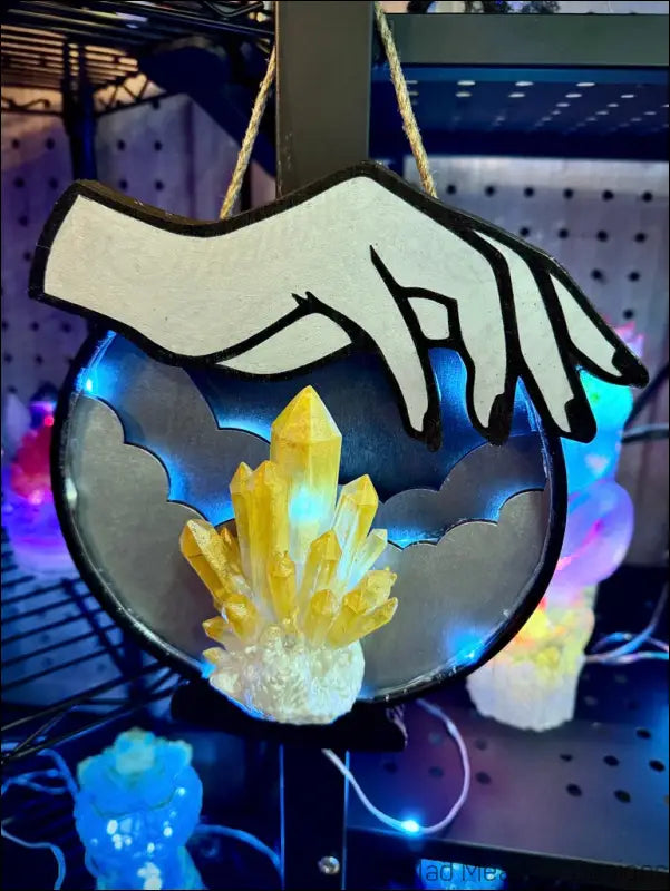 Silver and Citrine Hanging Crystal Ball Light
