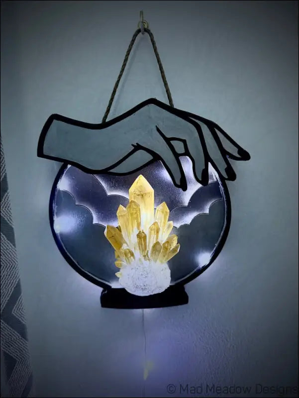 Silver and Citrine Hanging Crystal Ball Light