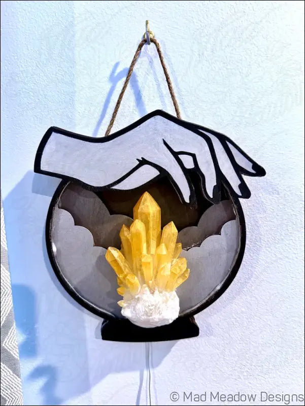 Silver and Citrine Hanging Crystal Ball Light