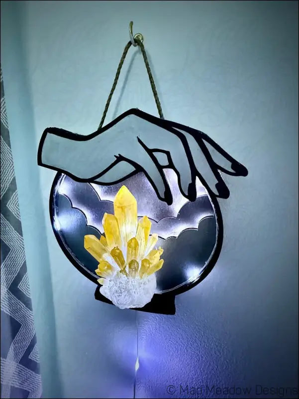 Silver and Citrine Hanging Crystal Ball Light