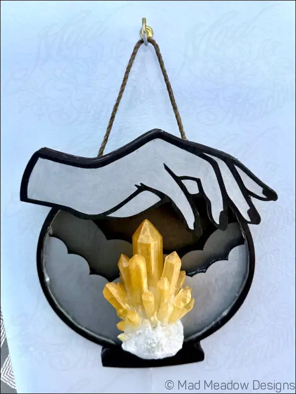 Silver and Citrine Hanging Crystal Ball Light