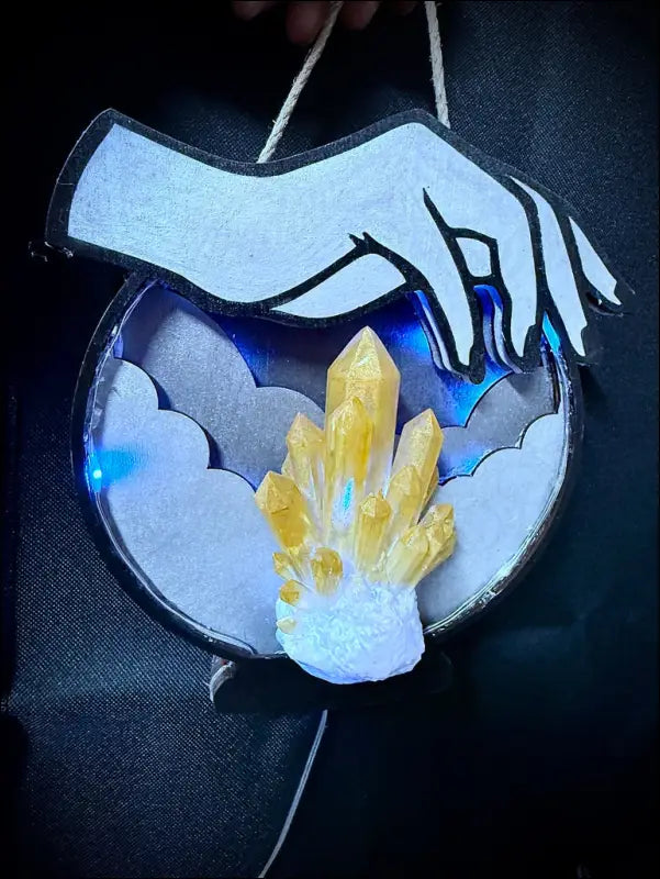 Silver and Citrine Hanging Crystal Ball Light