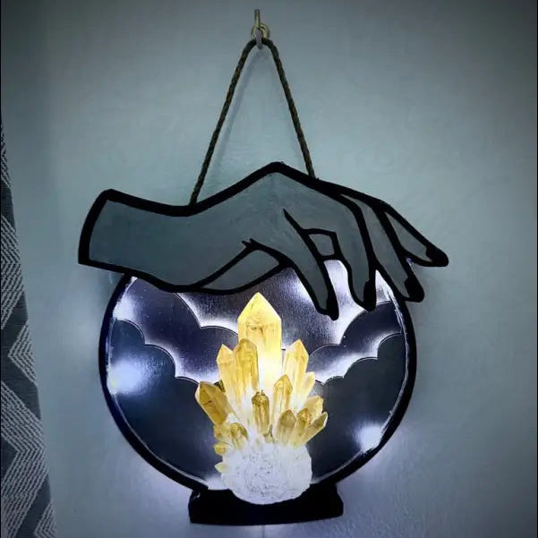 Silver and Citrine Hanging Crystal Ball Light