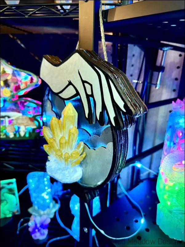 Silver and Citrine Hanging Crystal Ball Light