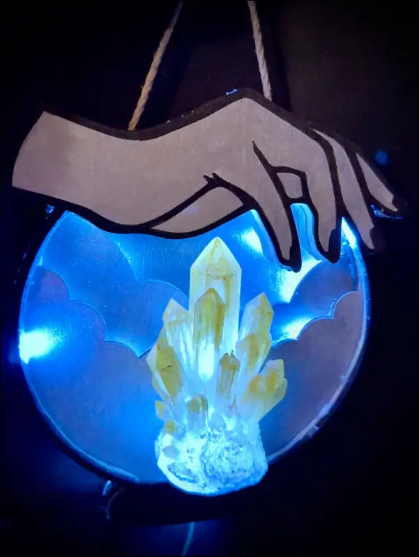 Silver and Citrine Hanging Crystal Ball Light