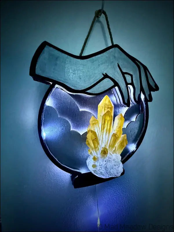 Silver and Citrine Hanging Crystal Ball Light