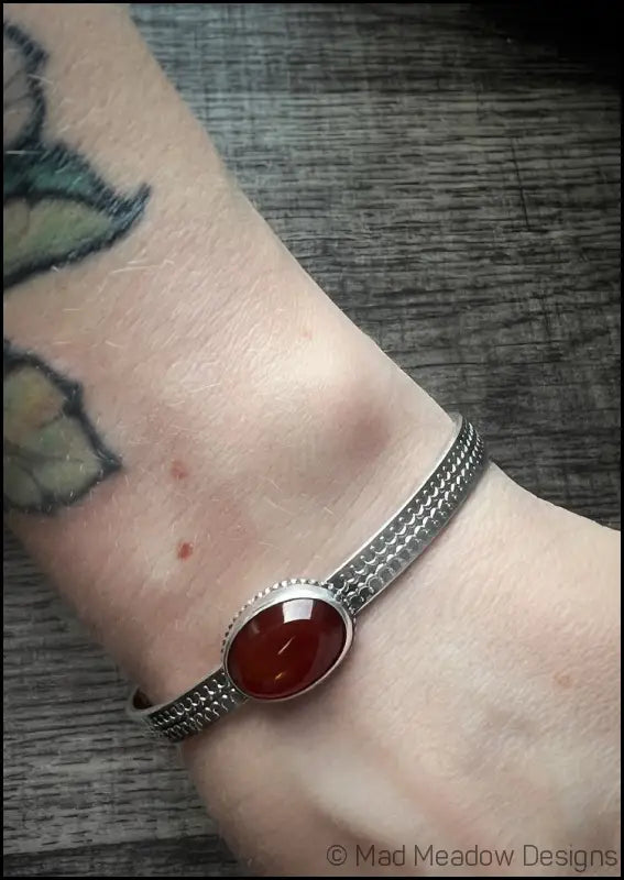 Carnelian Sterling Silver Cuff Bracelet - Jewelry