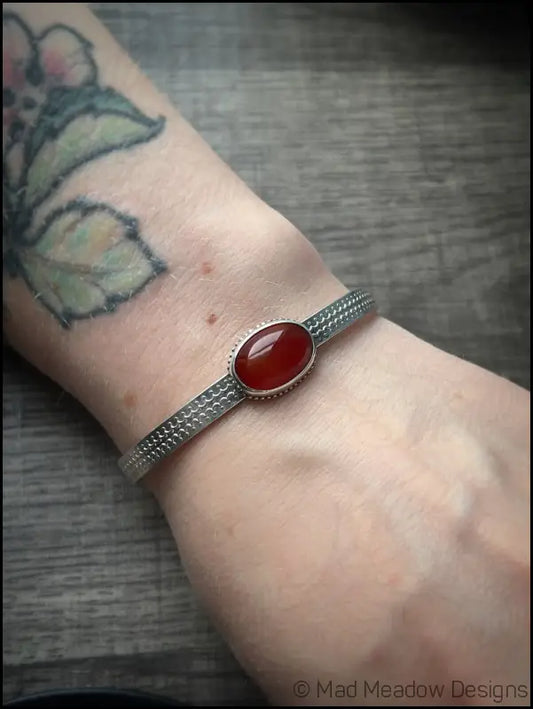 Carnelian Sterling Silver Cuff Bracelet - Jewelry