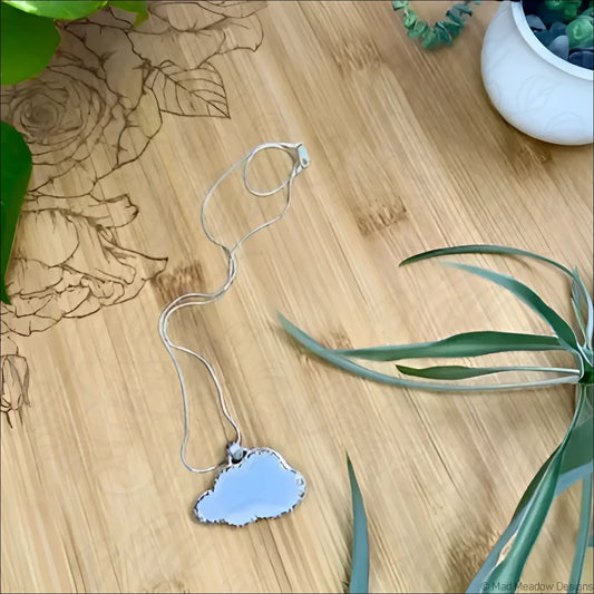 Sterling Silver Opalite Cloud Pendant on 18’’ Snake Chain Necklace - Jewelry
