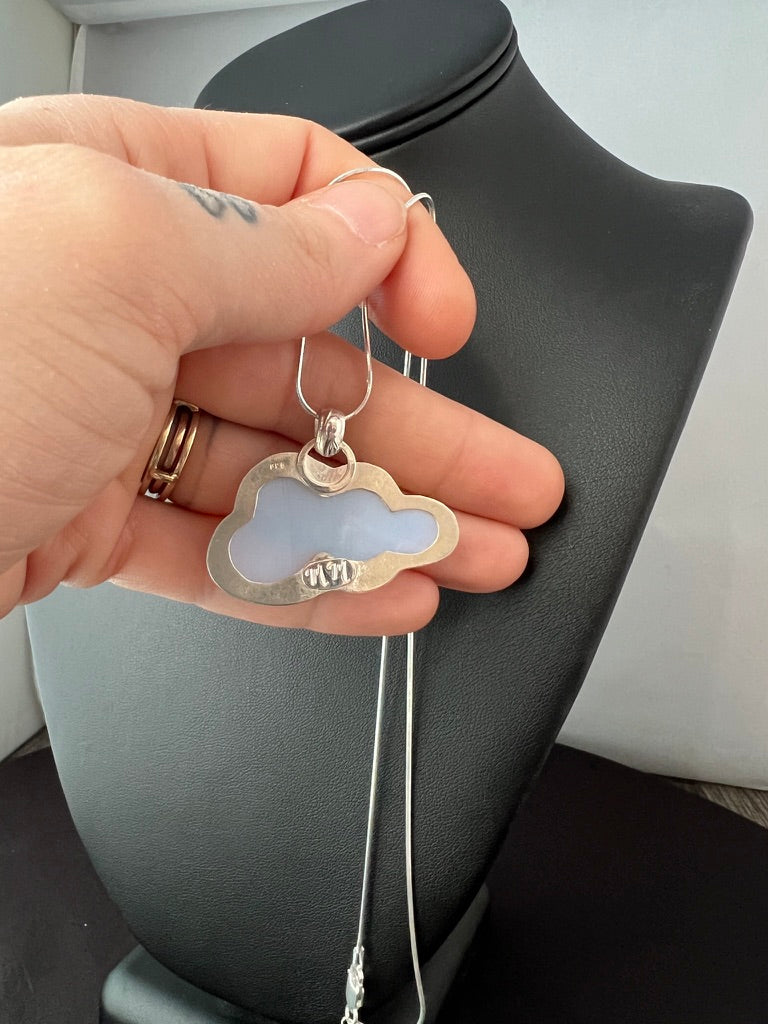 Sterling Silver Opalite Cloud Pendant on 18’’ Snake Chain Necklace - Jewelry