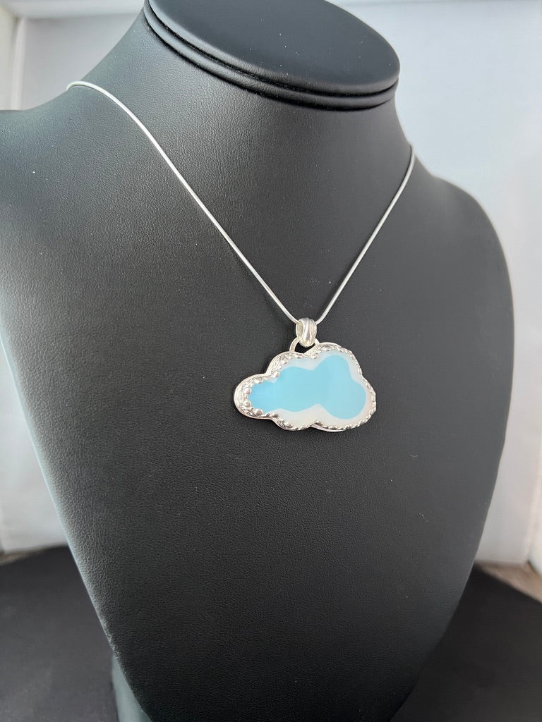 Sterling Silver Opalite Cloud Pendant on 18’’ Snake Chain Necklace - Jewelry