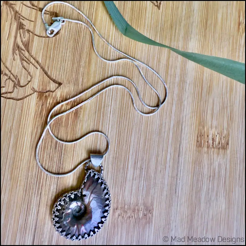 Reversible Ammonite Sterling Silver Pendant Necklace - Jewelry